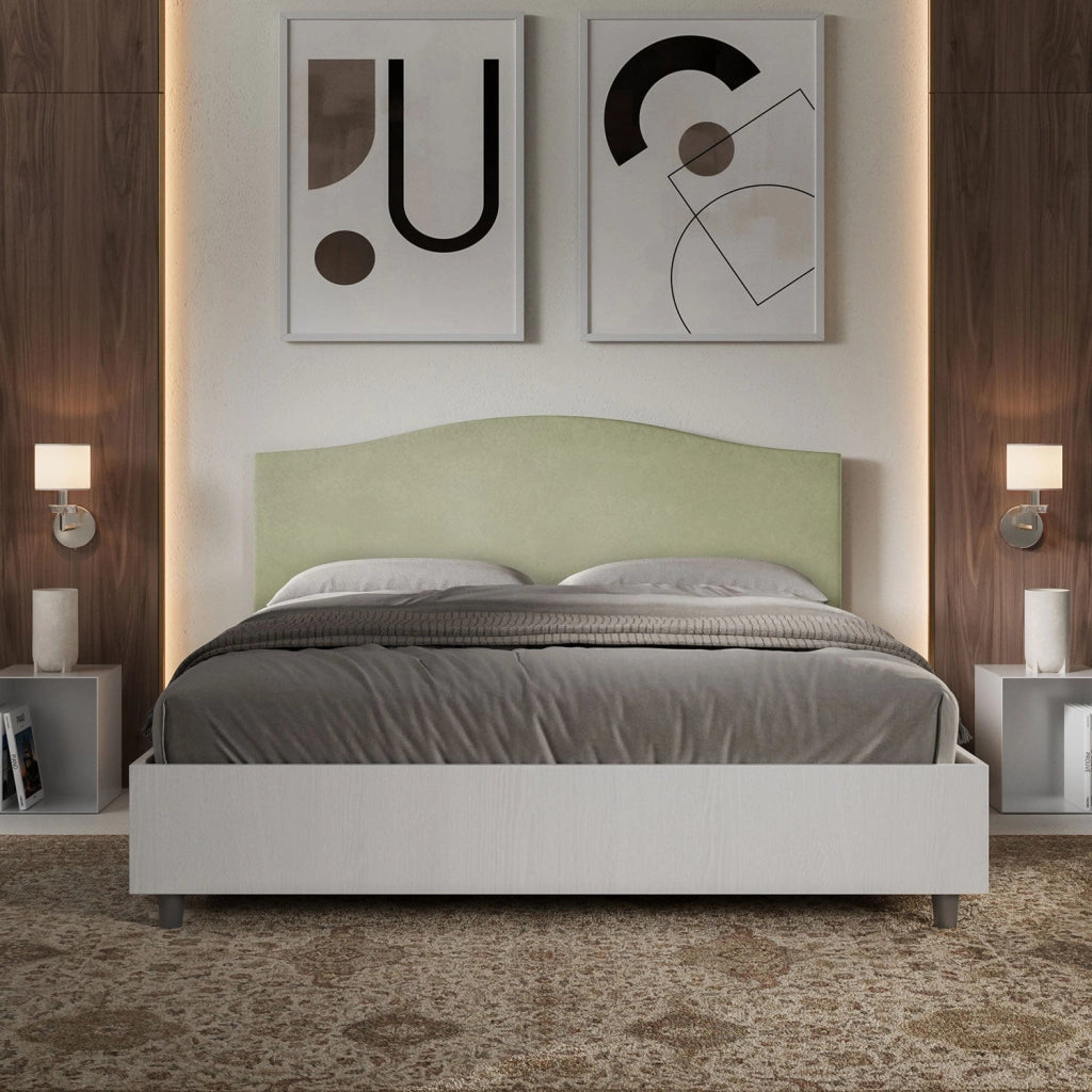 Letto Matrimoniale 160x200 cm con Rete Grace Tè verde