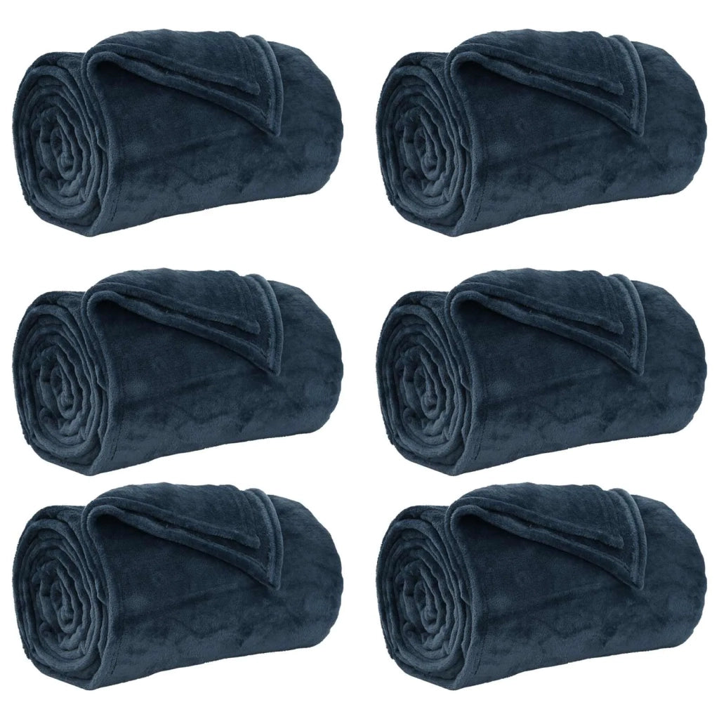 Coperte da Pile 6 pcs Blu navy 150 x 200 cm Panno 42016806