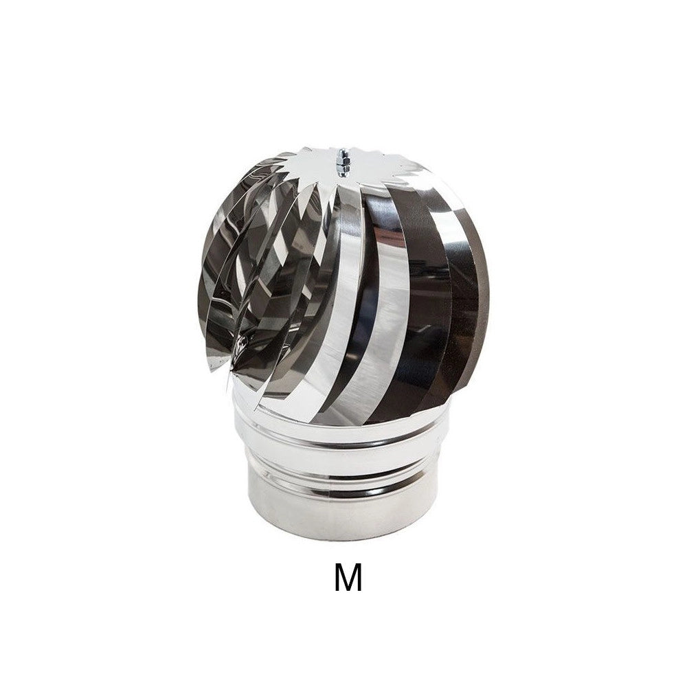 Fumaiolo da 130mm tipo radiante eolico inox aisi 304 base tonda innesto m maschio