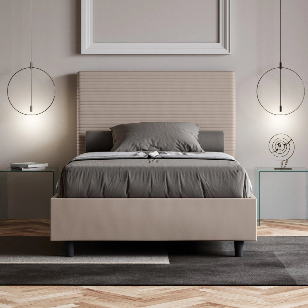 Letto Matrimoniale Large 170x200 cm con Rete Focus Tortora