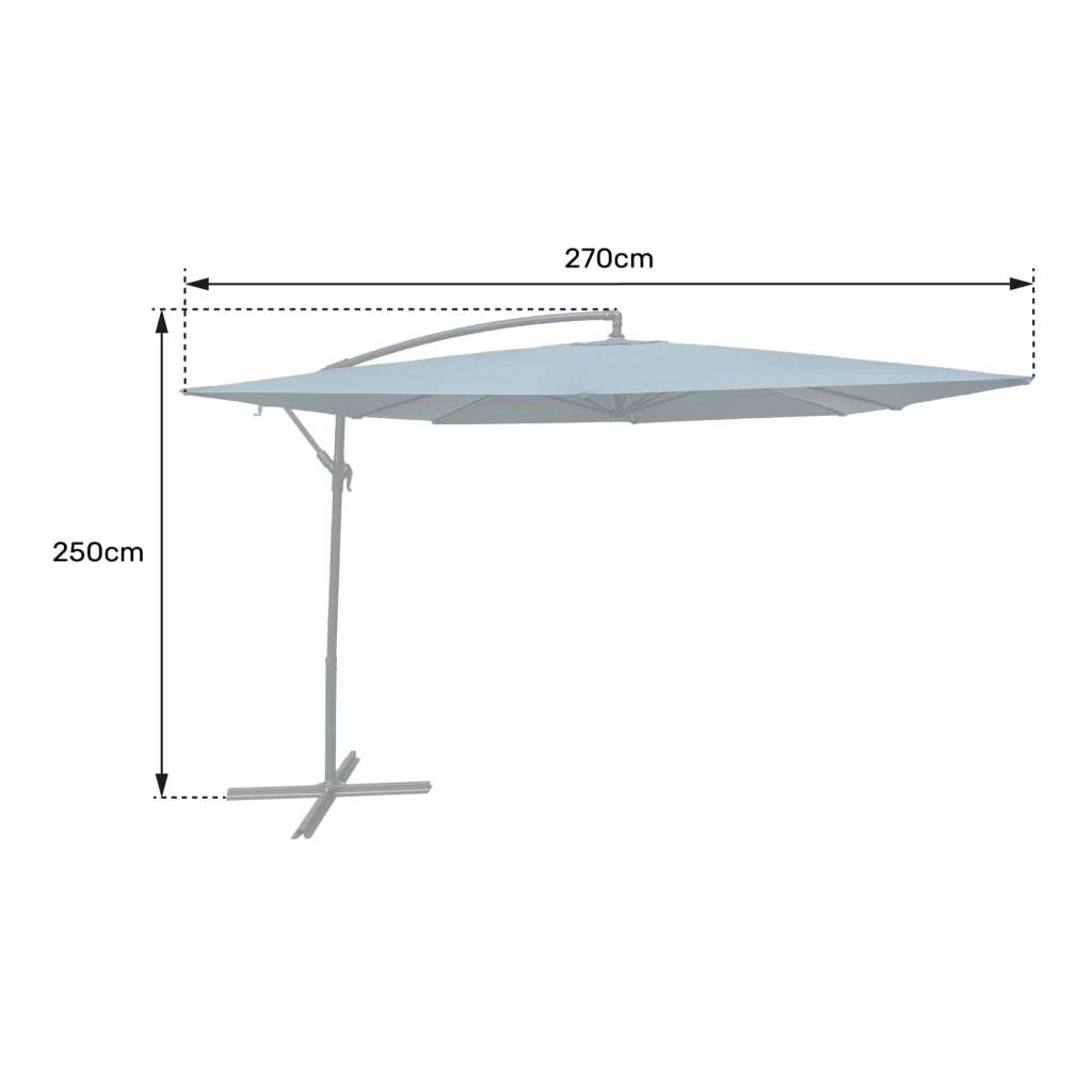 Ombrellone offset MOLOKAI quadrato 2,7x2,7m grigio + copertura