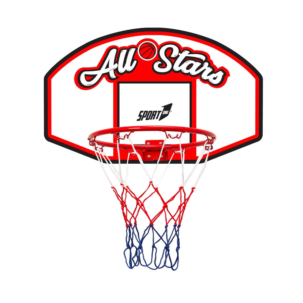 Canestro da Basket 90x60 cm in Metallo Regolamentare All Stars Bianco Rosso