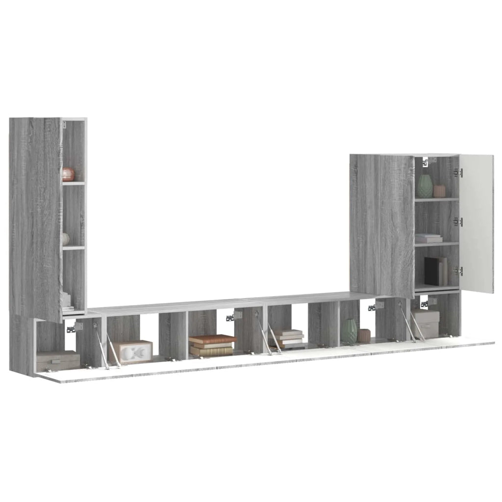 Set di Mobiletto da TV a Parete 6 pcs Grigio Sonoma 3408958