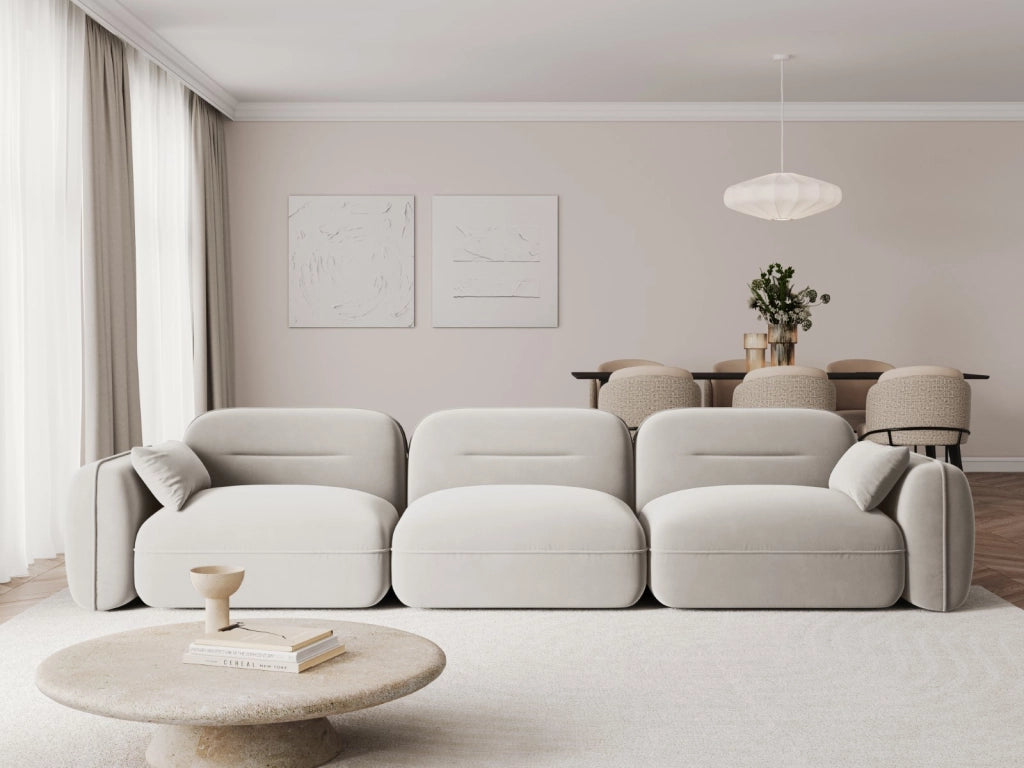 Cosmopolitan Design - Divano modulare "Sydney" 4 posti in velluto beige chiaro 