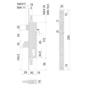 SERRATURA DA INFILARE PER MONTANTI PER ALLUMINIO ART. 46225 E30  - CISA
