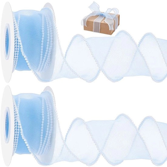 Decorazione in organza con perle - Lint decorativo - Decorazione per matrimoni - Imballaggio di regali - Progetti di fai da te - 4,57 m/rol - Lint decorativo