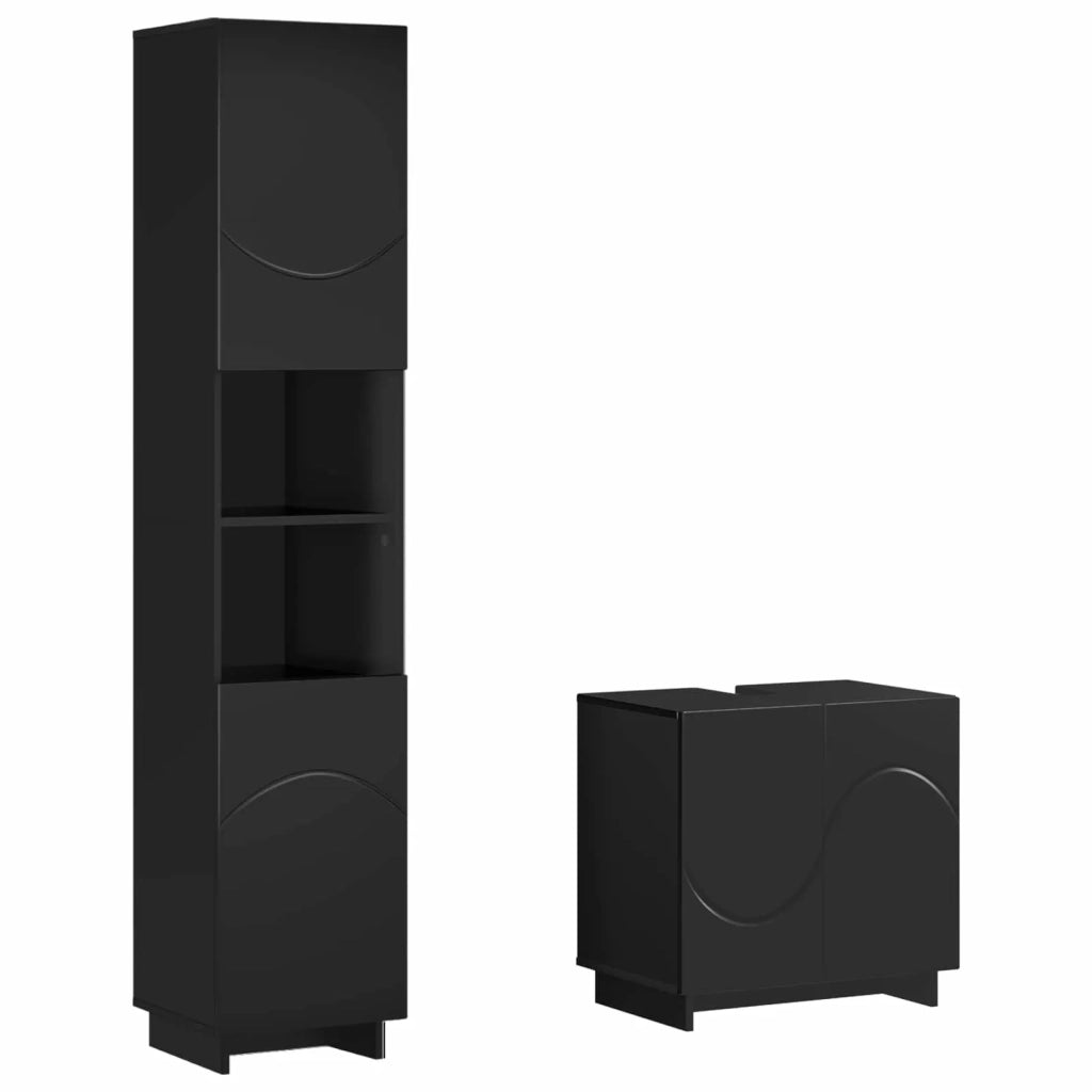 Set mobili da bagno 2 pz Nero Legno ingegnerizzato 3433083