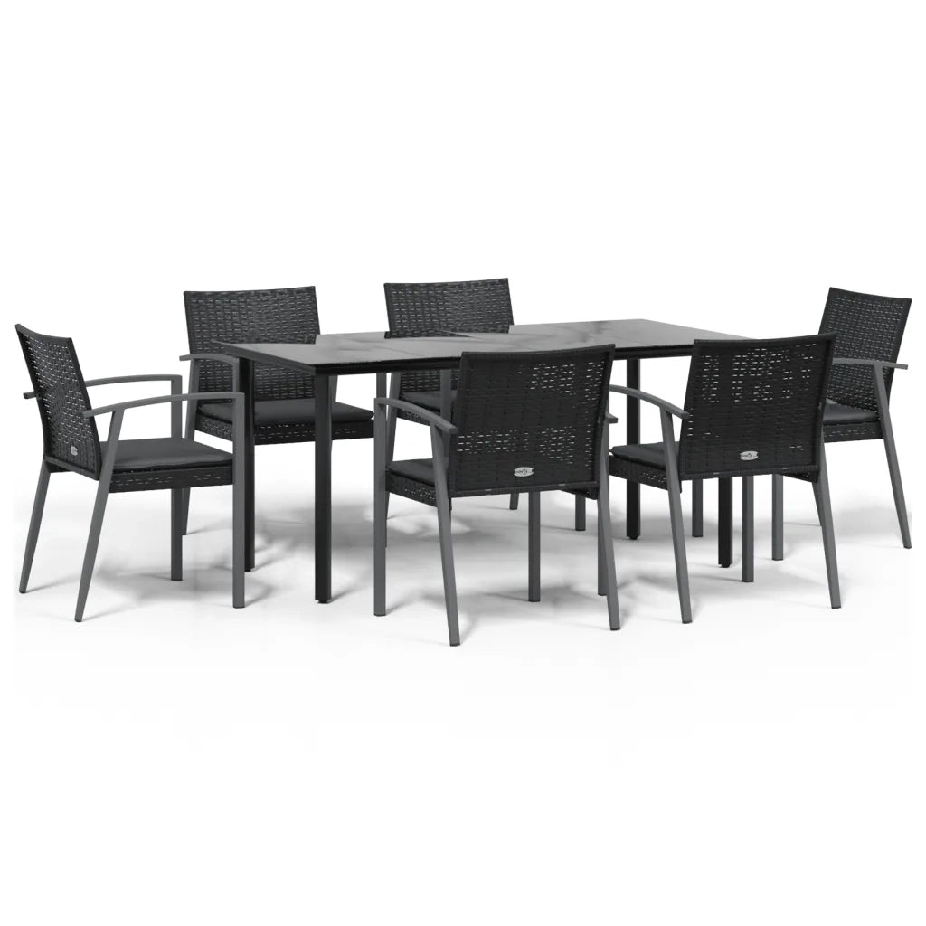 Set Pranzo da Giardino 7 pz con Cuscini in Polyrattan e Acciaio 3186996