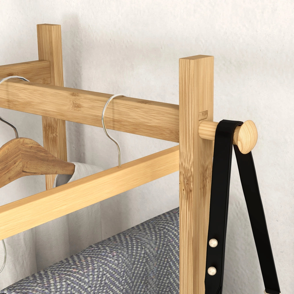 Appendiabiti in Bamb¨´ con Ripiani, Tringa e 4 Barre Laterali ¨C Minimal ¨C Legno