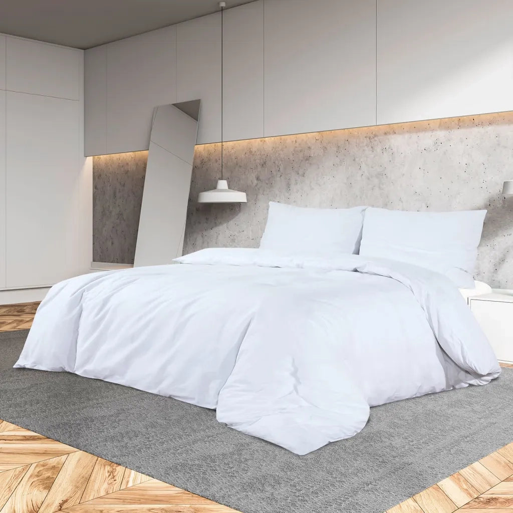 Set Copripiumino Bianco 200x200 cm in Microfibra Leggera 136015
