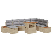 Set Divano da Giardino con cuscino 9 pcs Beige polyrattan 3360090