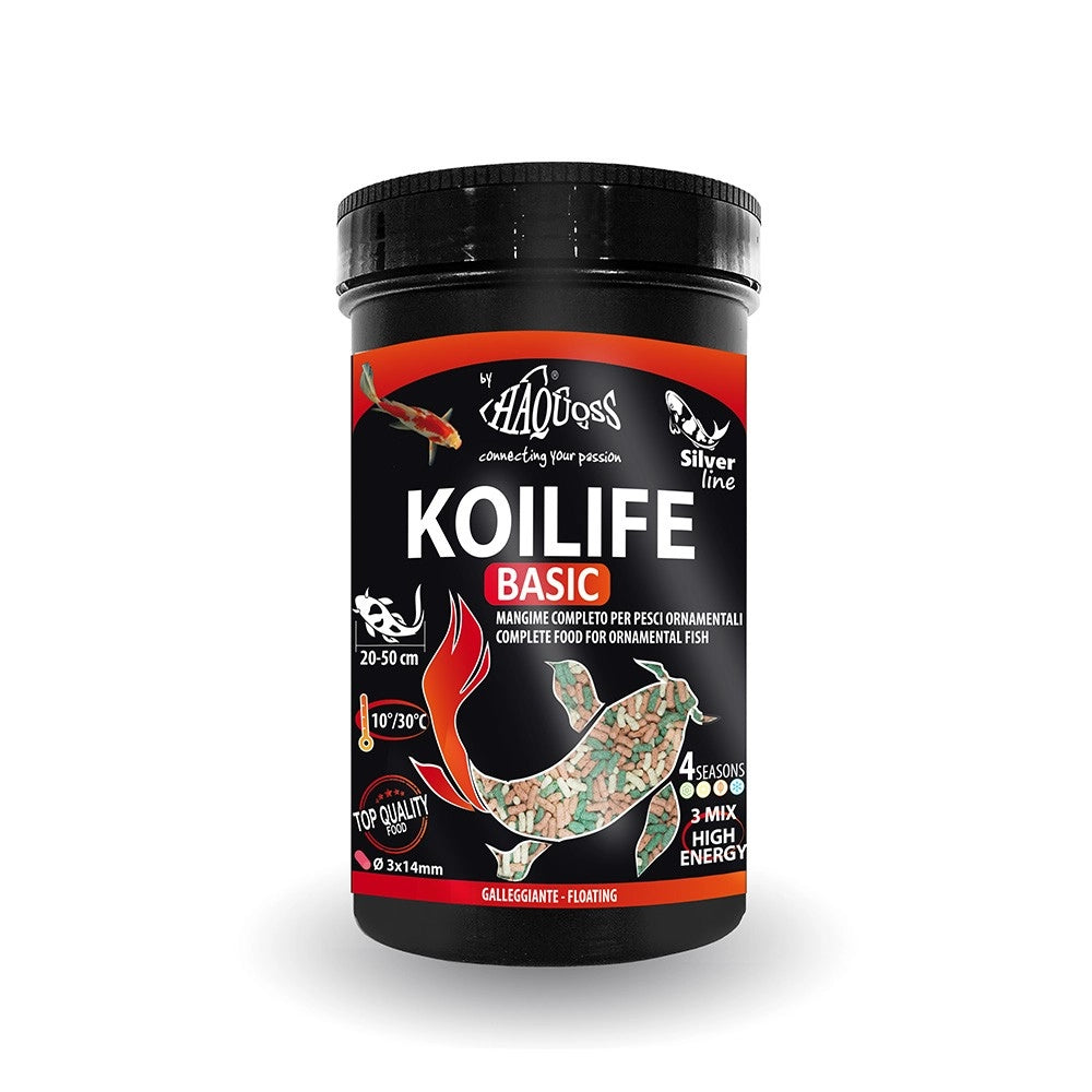 Haquoss KoiLife Basic 1000ml/90gr Ø3x14mm - mangime in sticks per pesci da laghetto