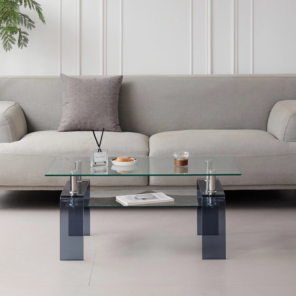 Tavolino da caffè in vetro temperato trasparente 100x55 cm