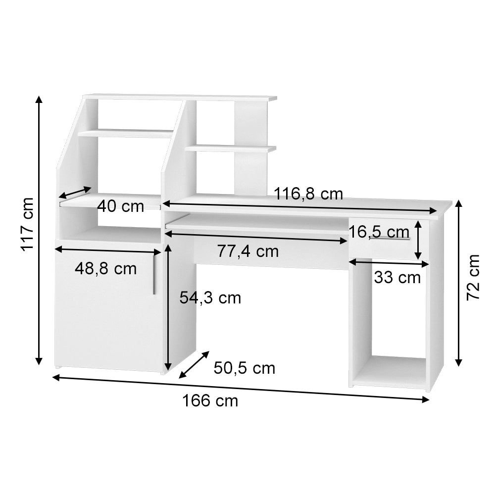 Vicco Scrivania Bianco 166 x 50.5 cm