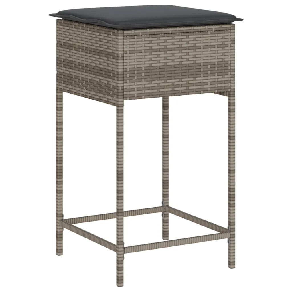 Set Bar da Giardino 5 pz con Cuscini in Polyrattan Grigio 3261495