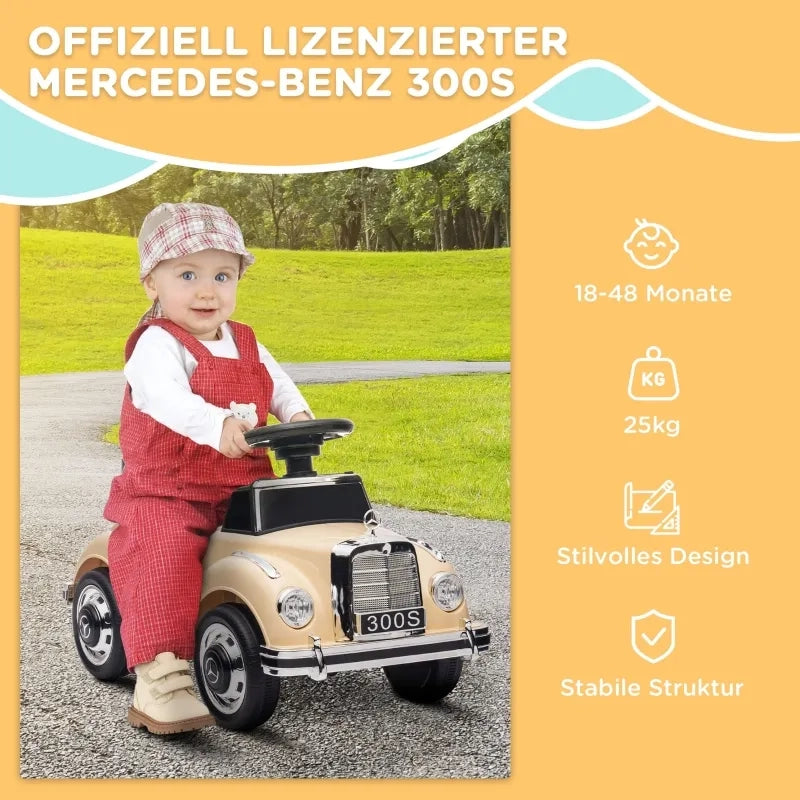 Auto a spinta per bambini design Mercedes Benz 300 S, beige