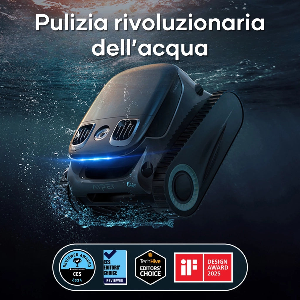 Aiper SCUBA S1 Pro, Robot Pulisci Piscina 200Mq Autonomia 180Min. Nero