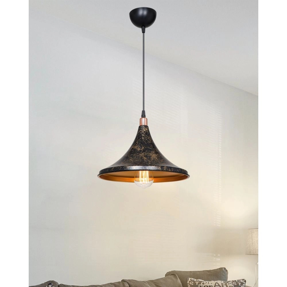 Lampada a sospensione metallo Kalyon ASZ1650 colore nero e oro
