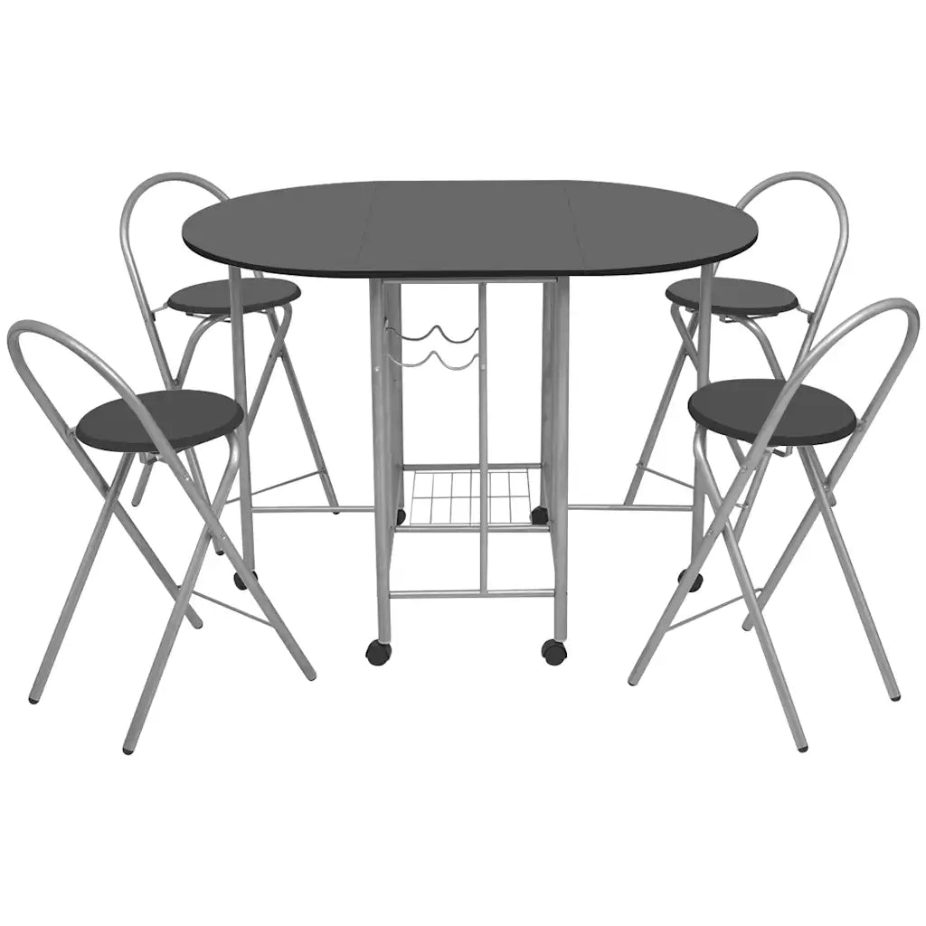 Set Tavolo e Sedie 5 pz Pieghevoli in MDF Nero 243902