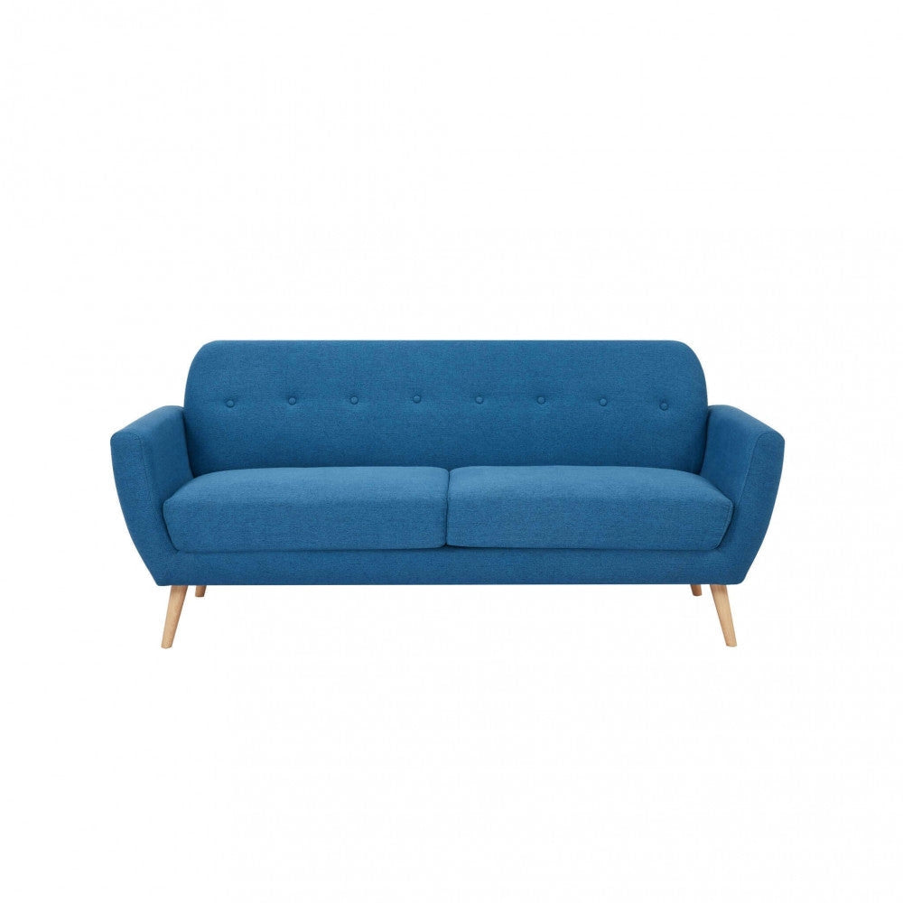 Divano 3 Posti Burton 193x79x86 h cm in Tessuto Blu