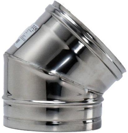 GOMITO A 45  ° INOX AISI 304 PER STUFA  EE ? cm.18