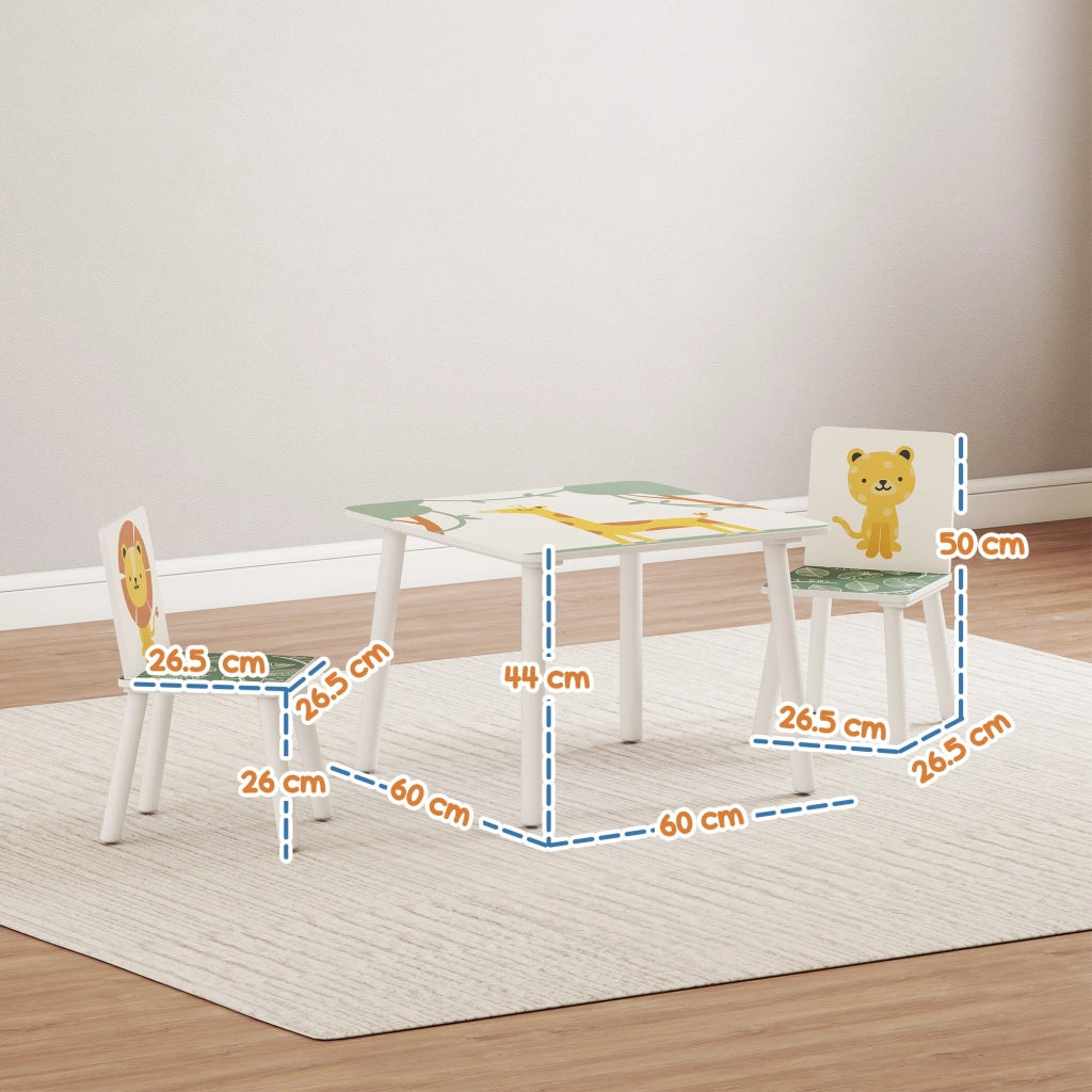 Cameretta per Bambini con Tavolo e 2 Sedie ¨C Minimal ¨C Verde, 3-8 Anni
