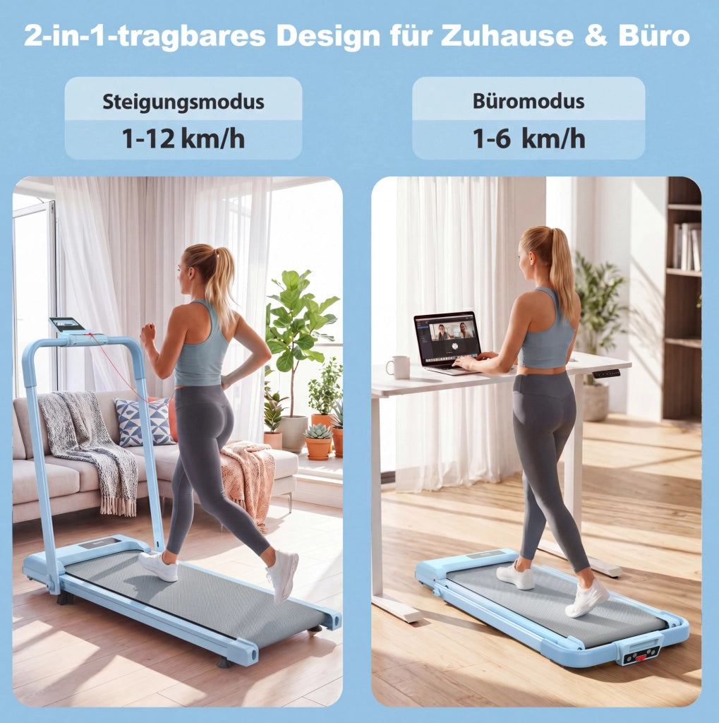 Tapis roulant pieghevole 3 in 1 con inclinazione regolabile e app