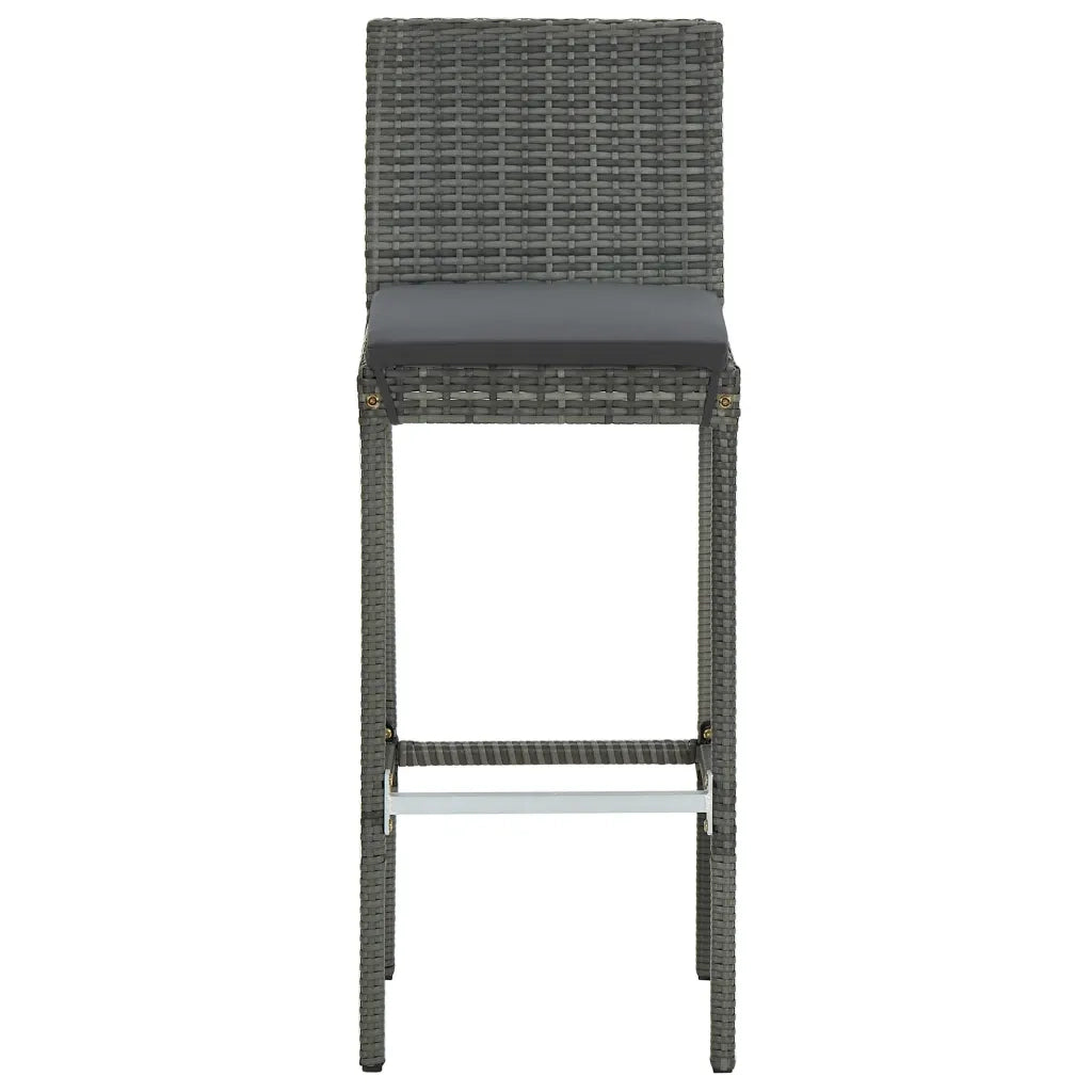 Set Bar da Giardino 5 pz con Cuscini in Polyrattan Grigio 3064797