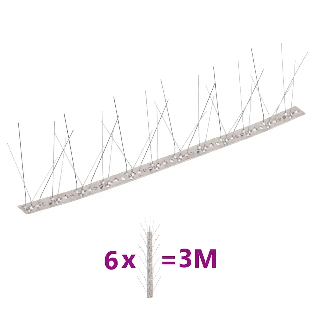Set Dissuasori per Uccelli e Piccioni 6 pz Acciaio 5 File 3 m 170236
