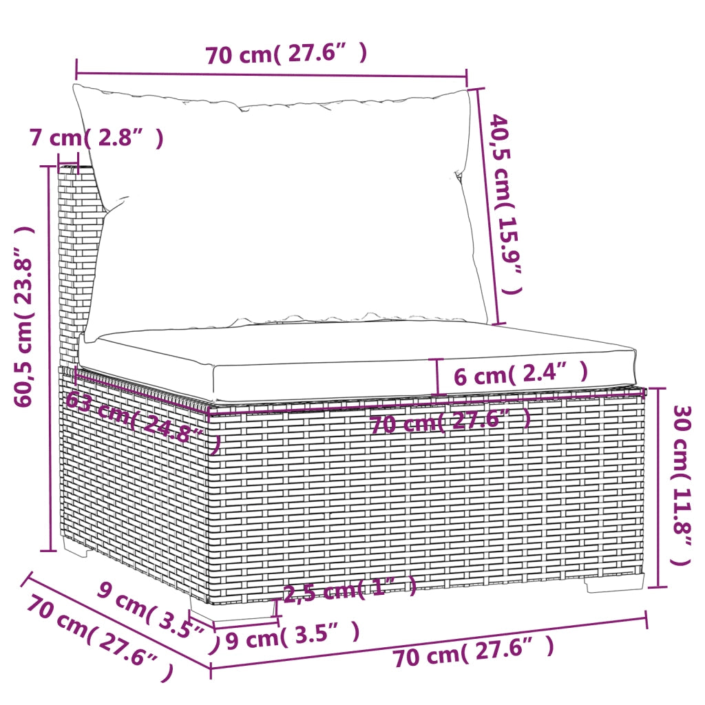 Set Divani da Giardino 10 pz con Cuscini in Polyrattan Marrone 3102507