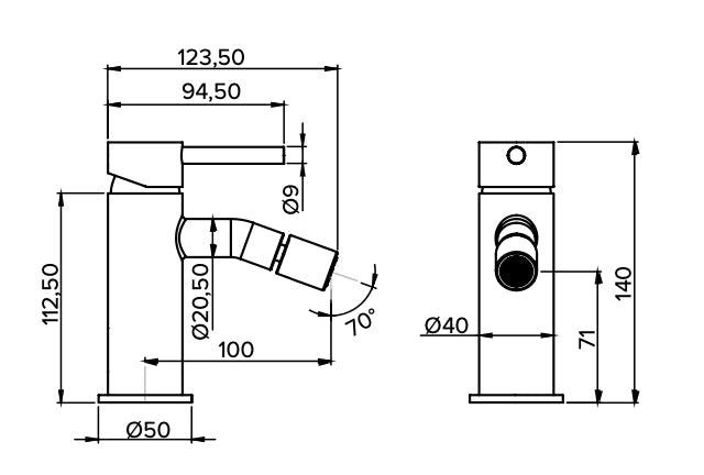 Miscelatore bidet moderno completo