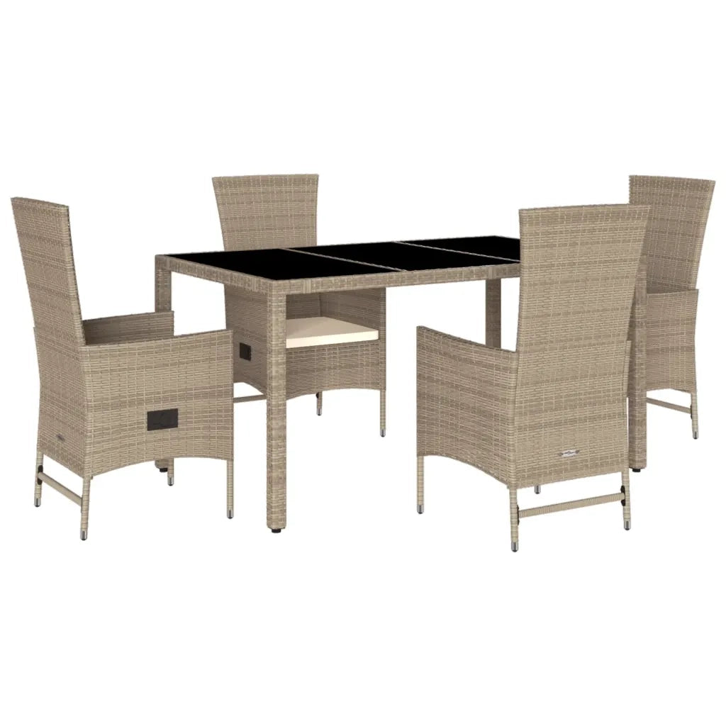 Set da Pranzo da Giardino 5 pz con Cuscini Beige in Polyrattan 3277573