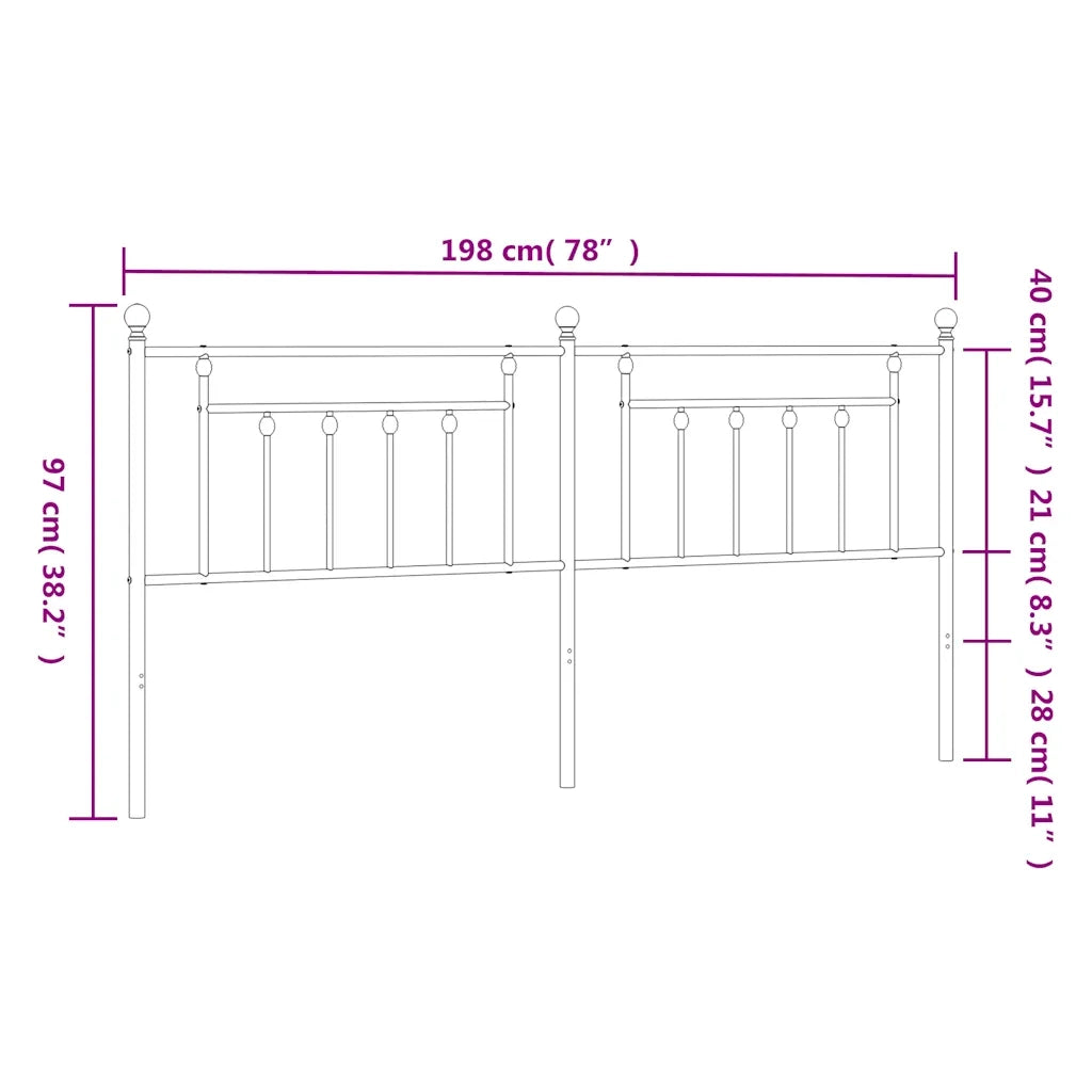 Testiera di Ricambio in Metallo Nero 193 cm 353574