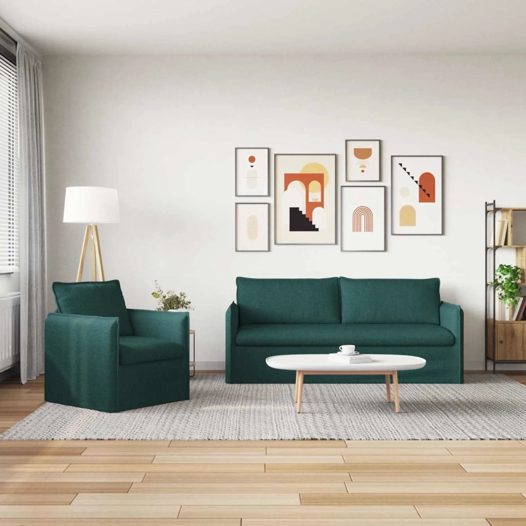 Set di divani 2 pcs Verde Scuro 196 x 82 x 85 cm Tessuto 3407614