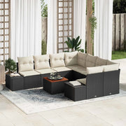 Set Divano da Giardino 9 pcs Nero e Crema polyrattan 3356605