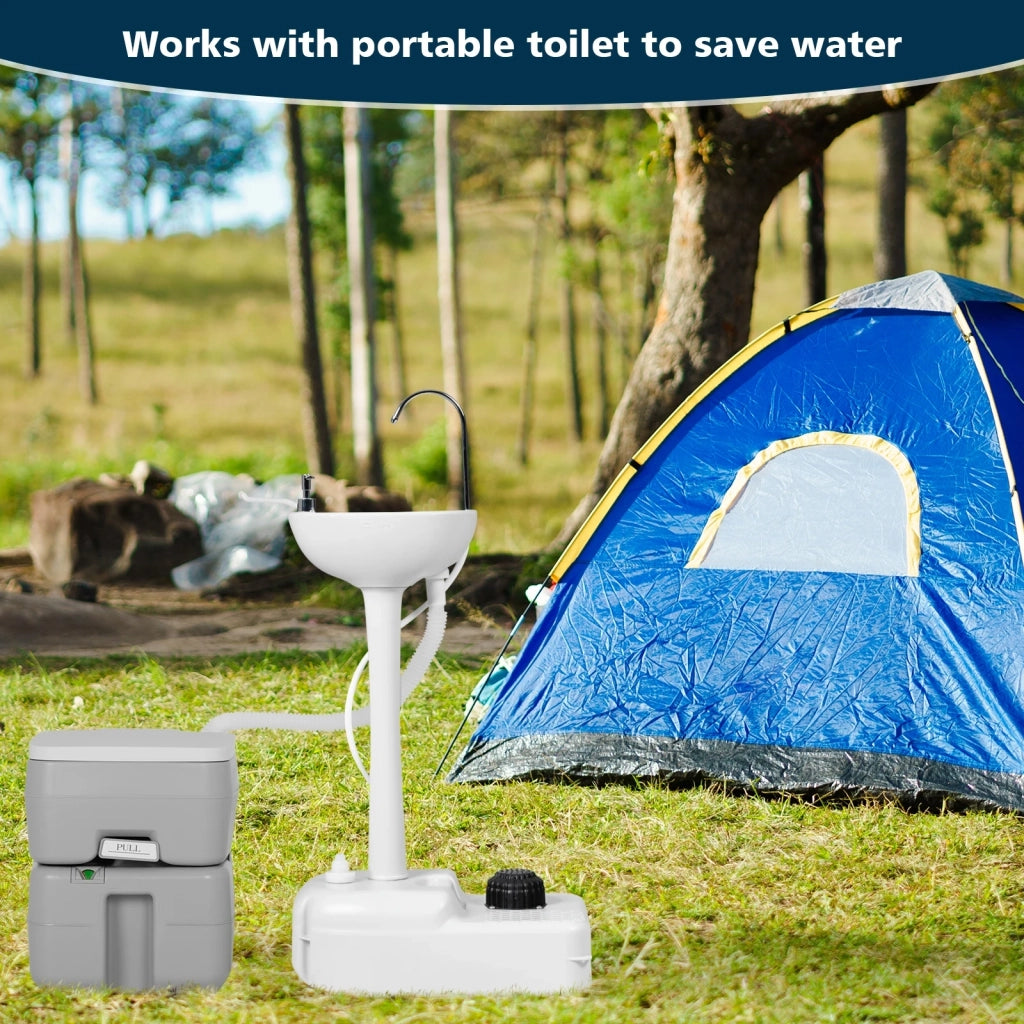 Lavandino Portatile da Campeggio in HDPE con Serbatoio 4.5 Galloni Lavamani da Esterno con Ruote Pratico e Robusto per Giardino e Campeggio