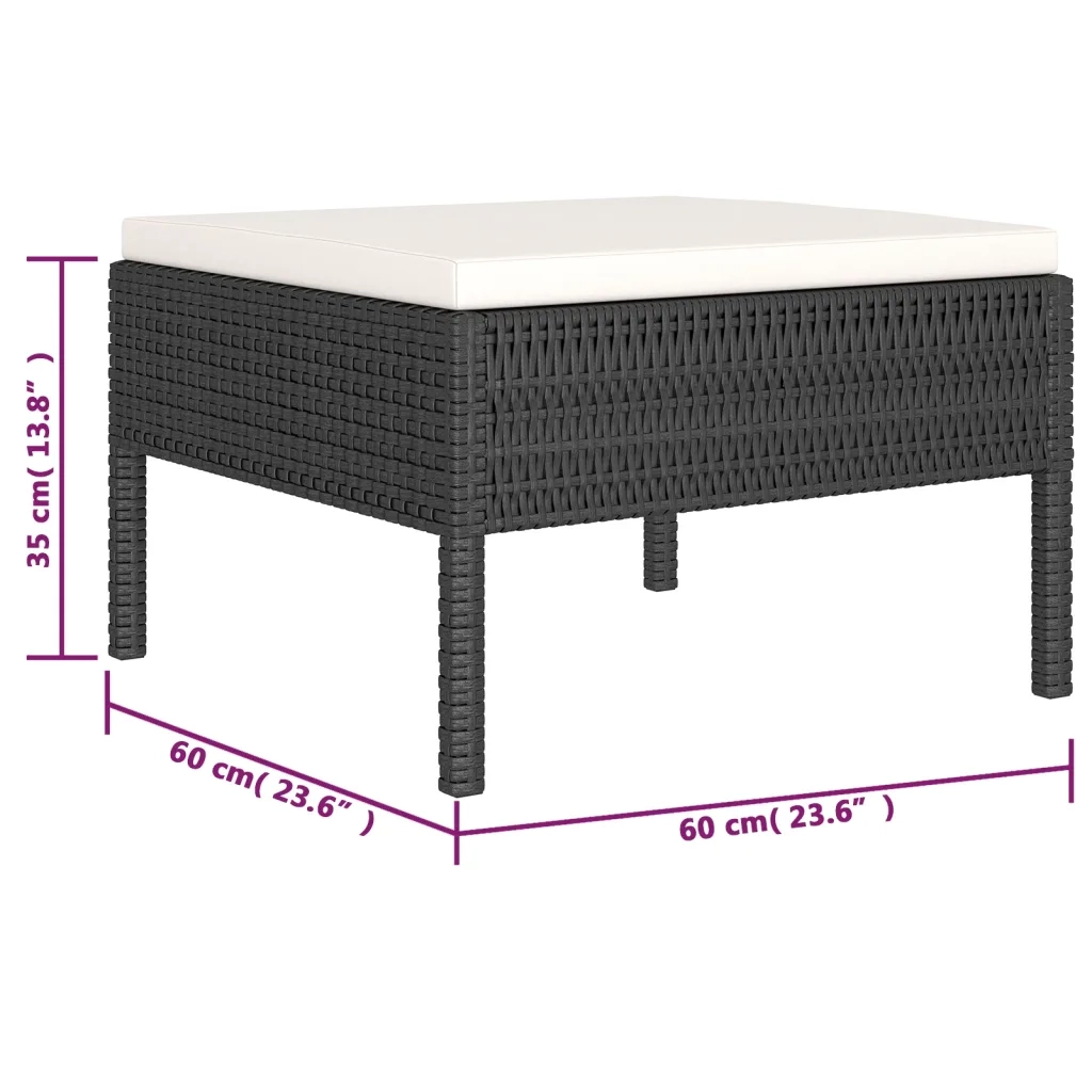 Set Divani da Giardino 6 pz con Cuscini in Polyrattan Nero 3056962