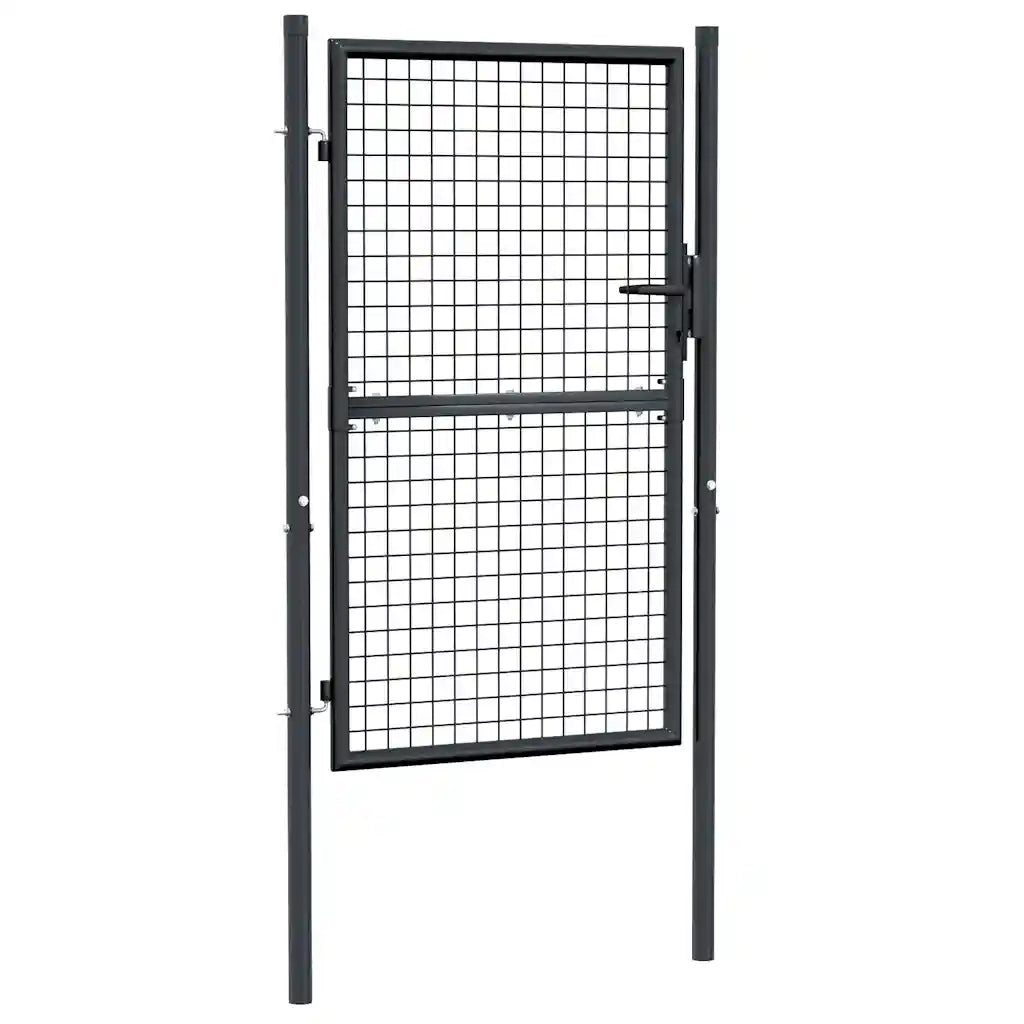 Cancello da Giardino-Porta da giardino in Rete di Acciaio Zincato 100x150 cm Grigio