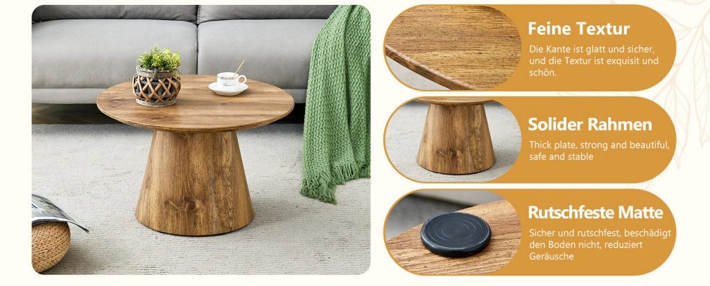 TAVOLINO ROTONDO 60 cm Effetto legno MDF