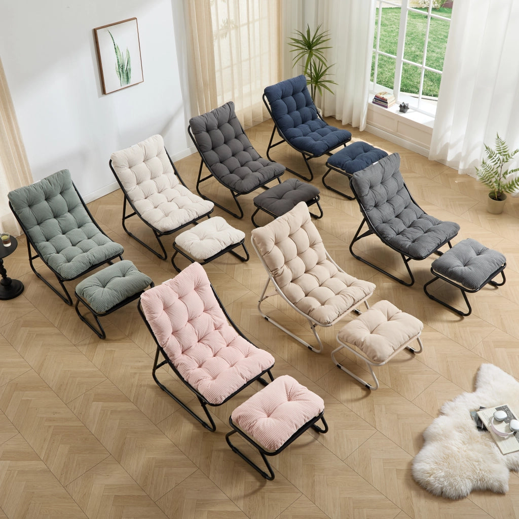 SEDIA Lounge da esterno con pouf 65x78x86 cm acciaio bianco