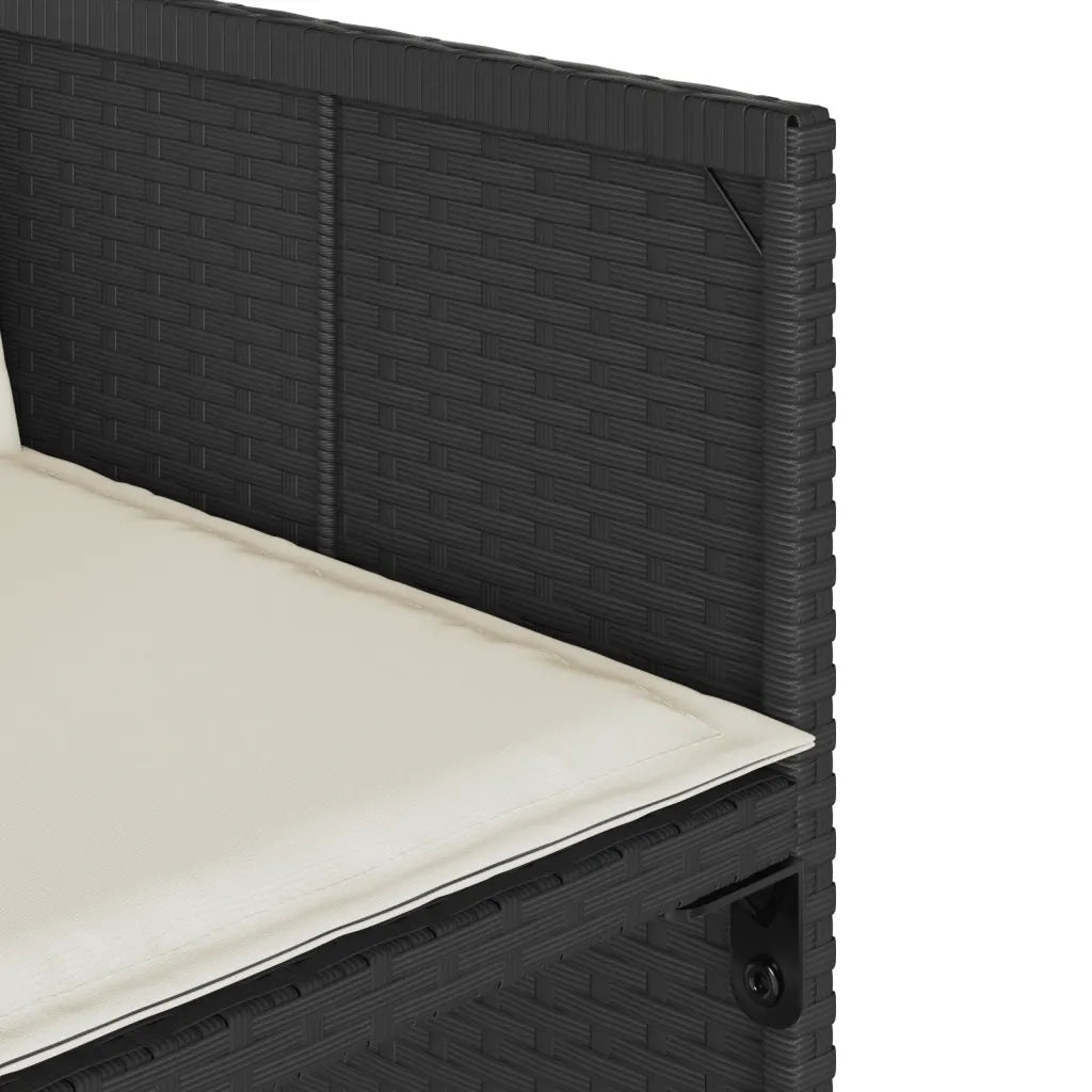 Set da Pranzo da Giardino 7 pz Nero con Cuscini in Polyrattan 3277853