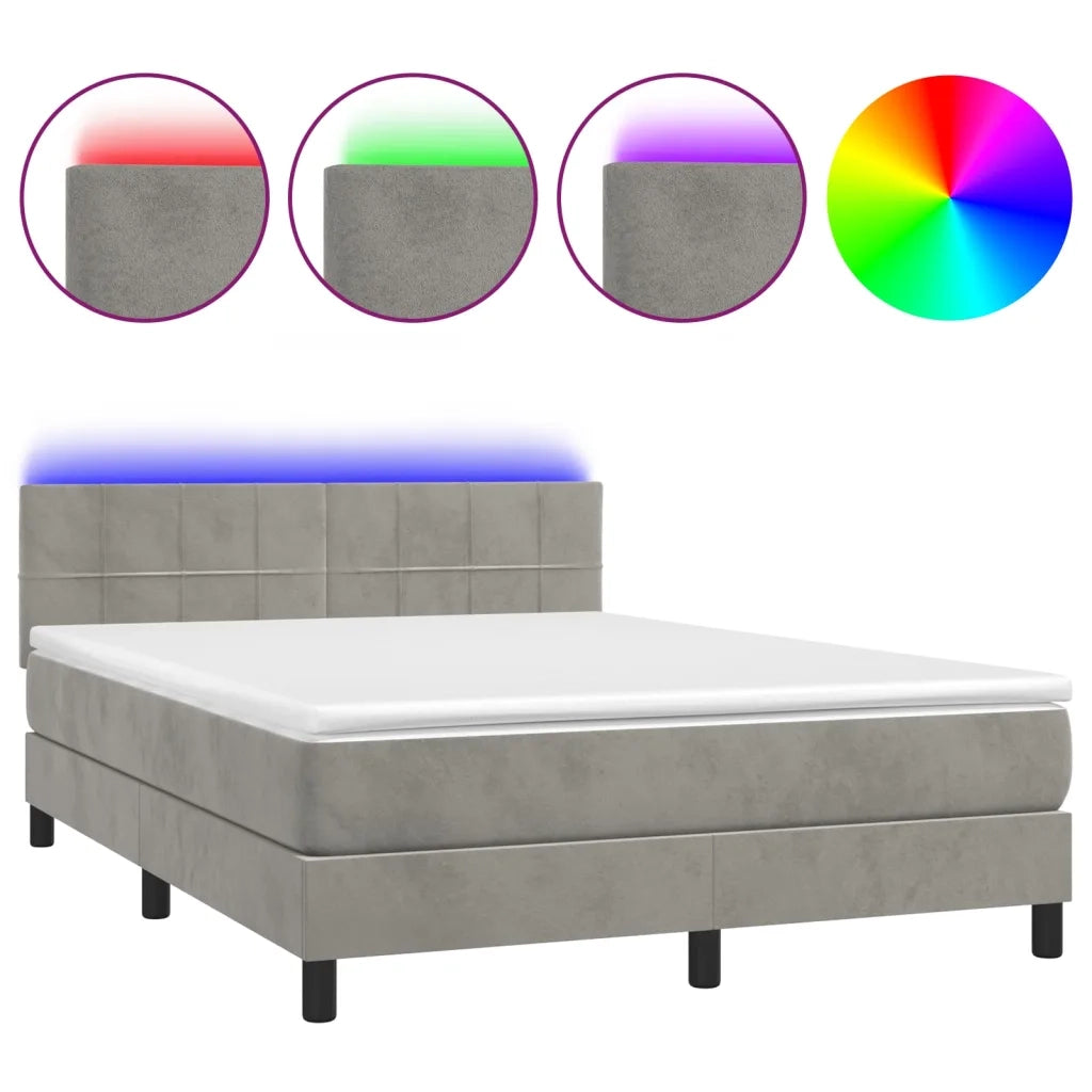 Letto a Molle con Materasso e LED Grigio Chiaro 140x200 cm 3134405