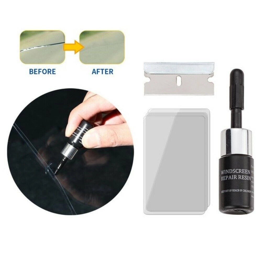 KIT RIPARAZIONE PARABREZZA CREPE SCHEGGE VETRO AUTO RIPARA DANNI VETRO RESINA
