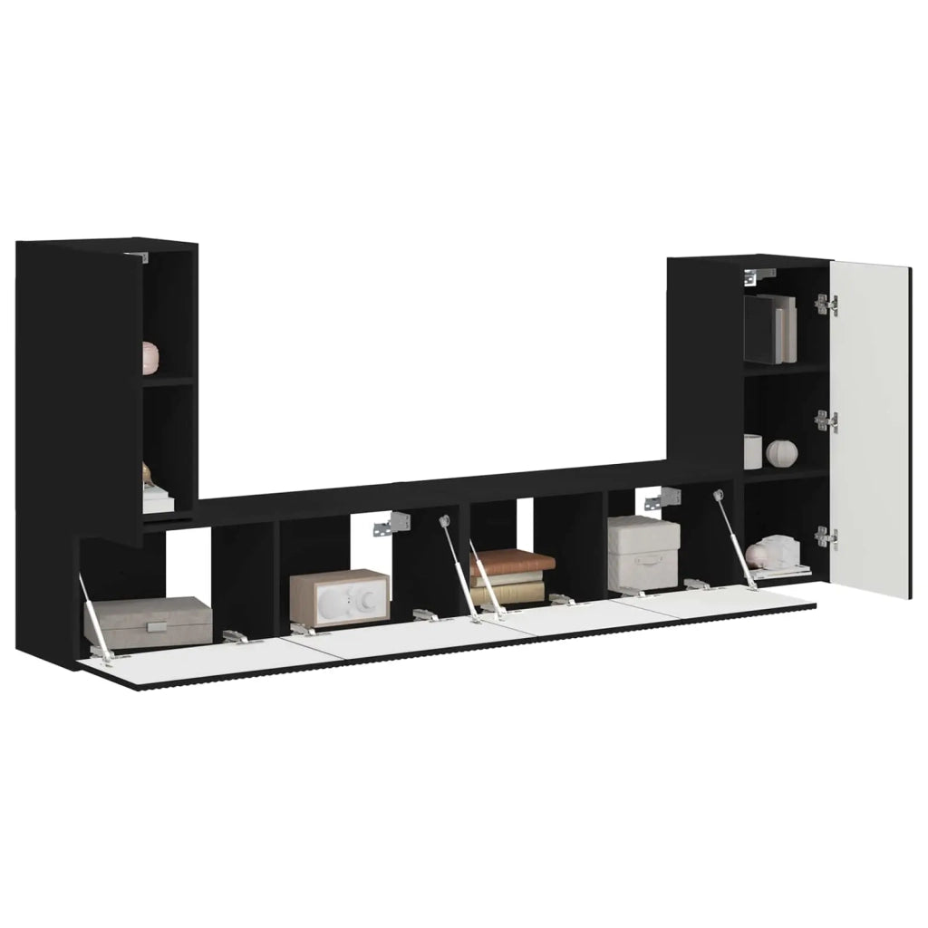 Set mobile TV 4 pcs Nero Legno multistrato