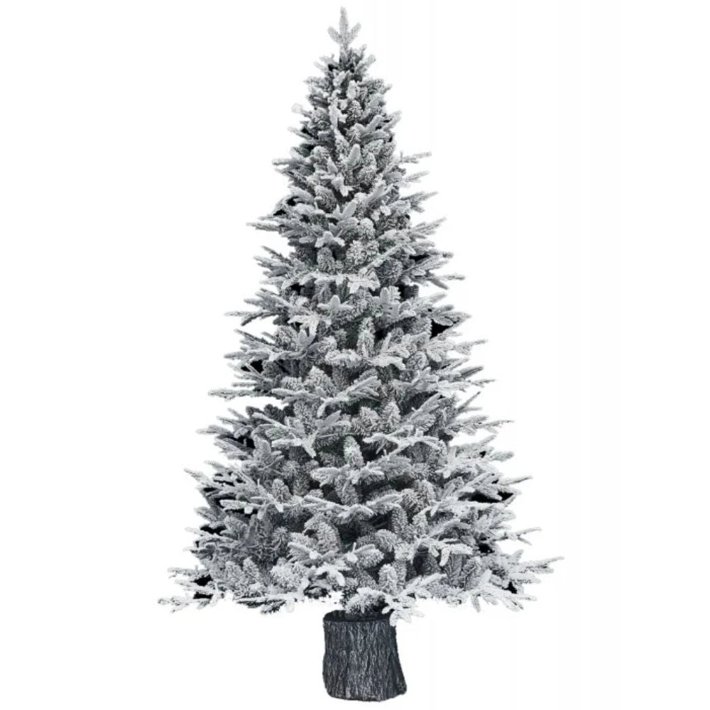 Albero di natale artificiale kentucky innevato con base integrata h 180 cm Ø 109