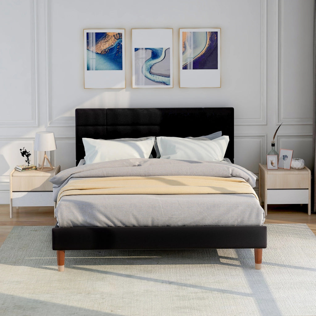 Letto contenitore 180 ¡Á 200 cm con 2 comodini e luci da lettura USB e Type-C; velluto beige