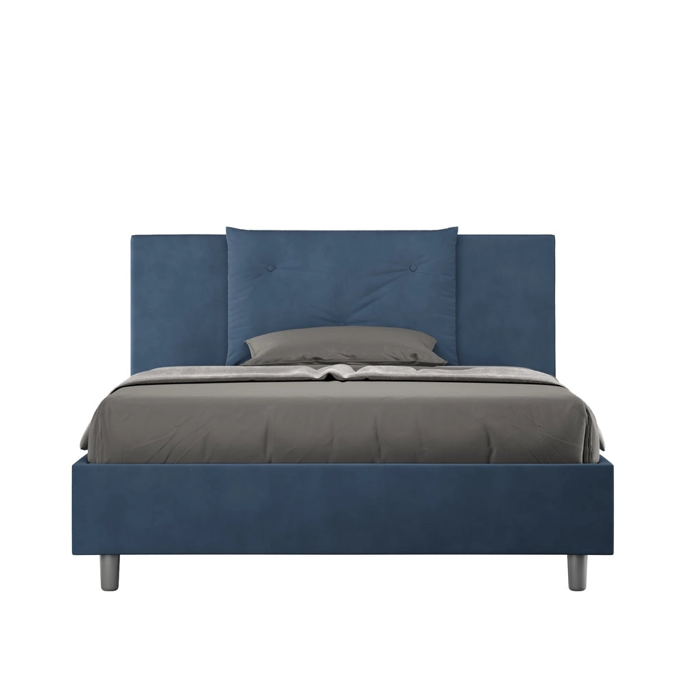 Letto Matrimoniale Large 180x190 cm con Rete e Contenitore Appia Blu