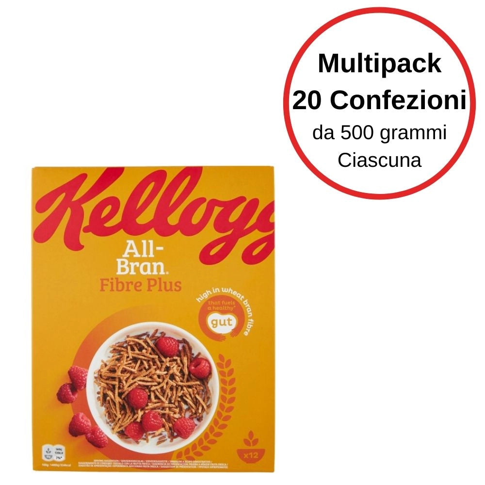 Kellogg's all bran plus bastoncini multipack da 20 confezioni da 500 grammi ciascuna