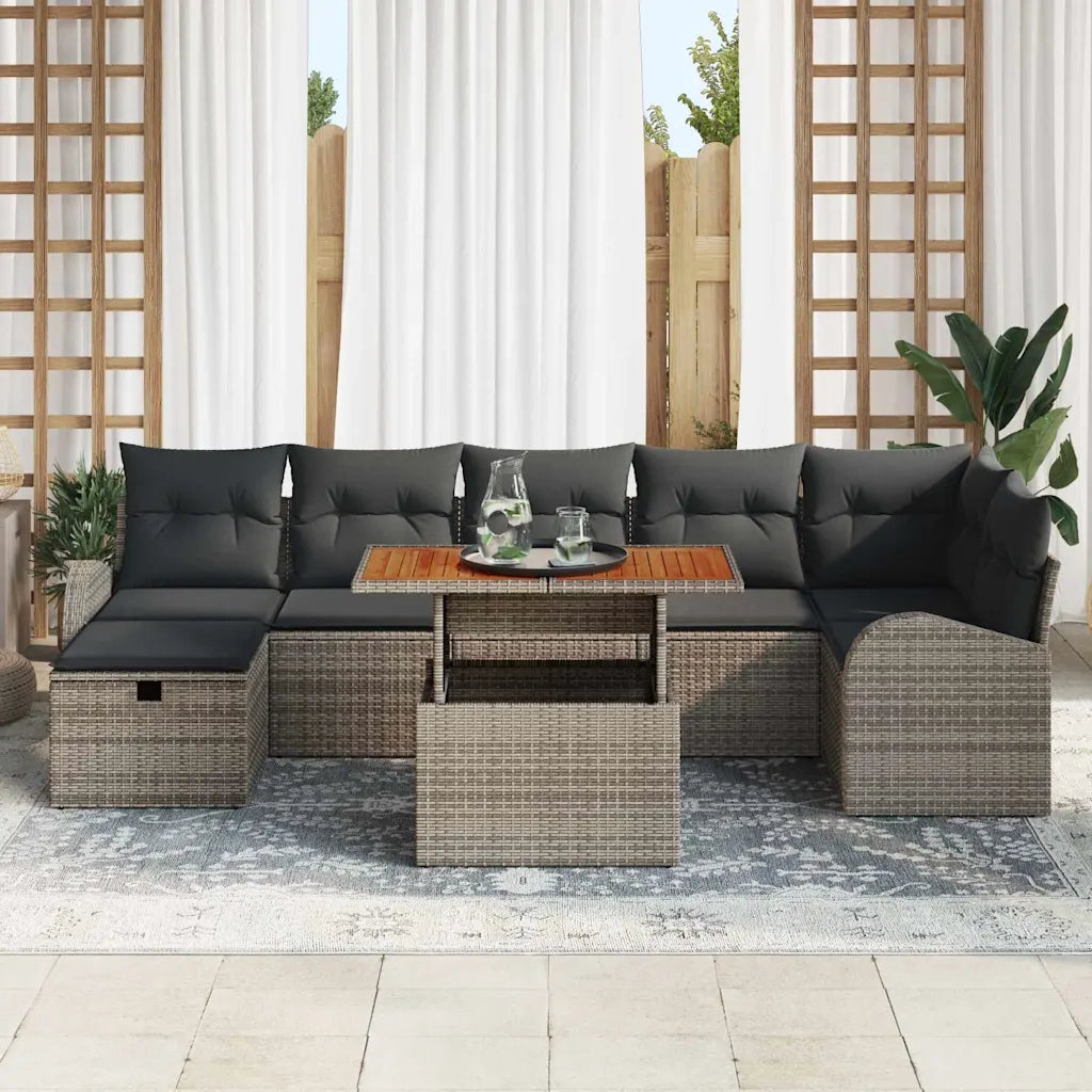 Set Divano da Giardino con cuscino 8 pcs Grigio polyrattan 3359975