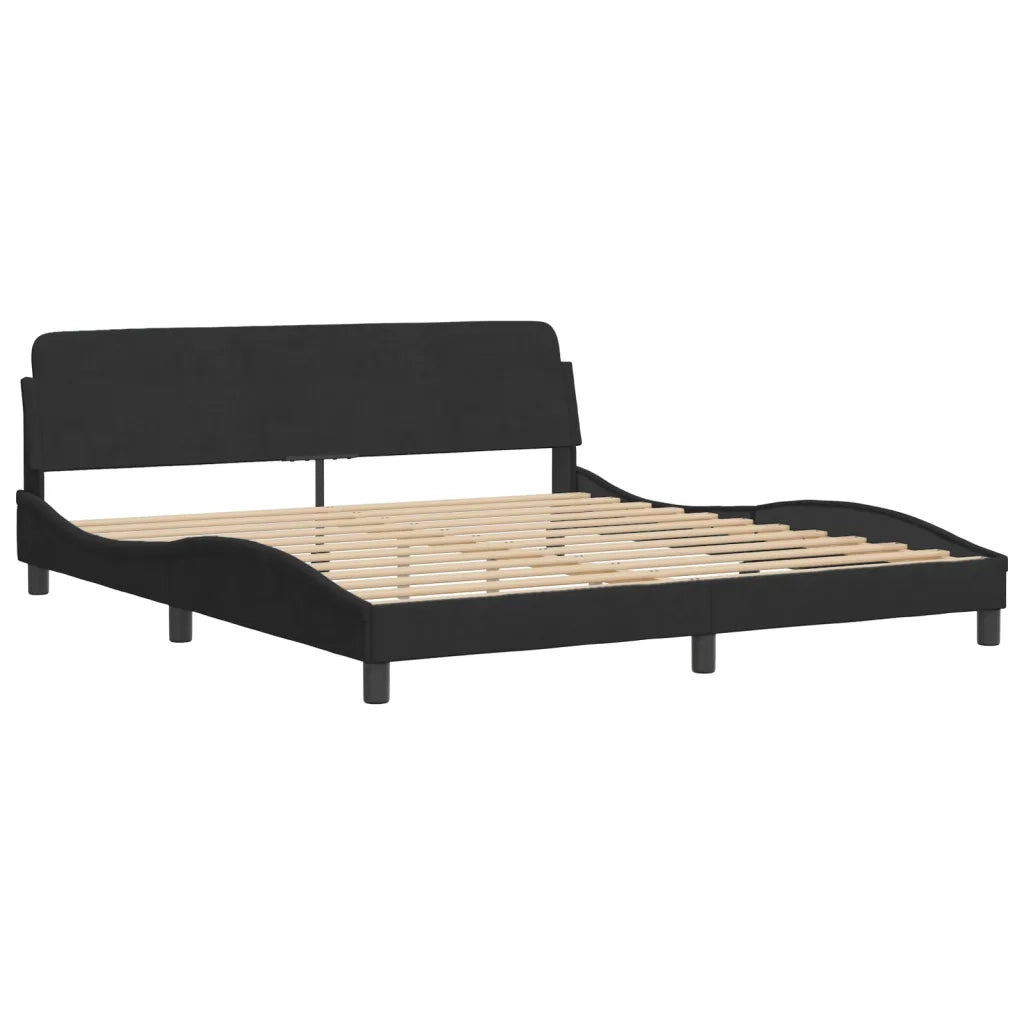 Letto con Materasso Dover Nero 180x200 cm in Velluto 3208453